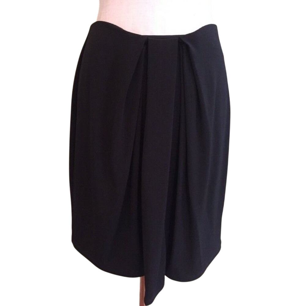 Small‎ Petite Ann Taylor Petites Black Lined Front Pleated Skirt Side Zip